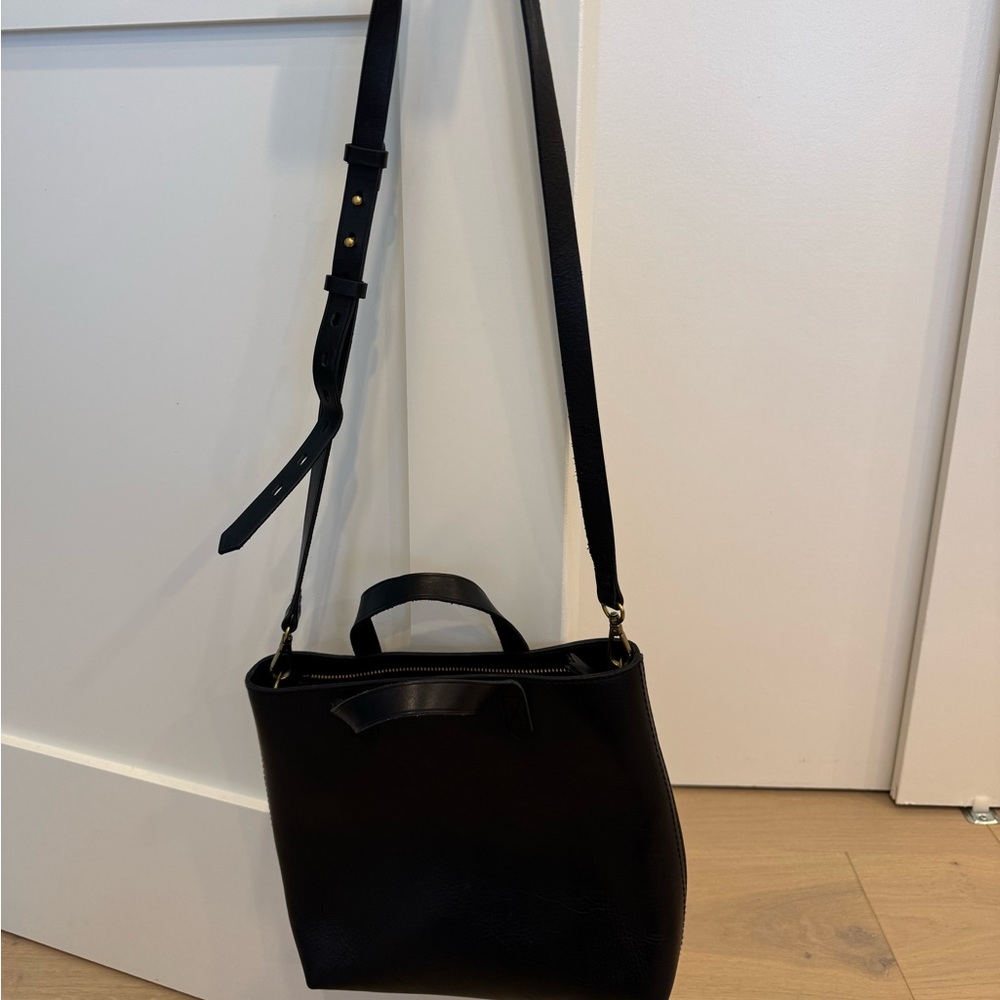 Madewell Black Leather Crossbody Tote